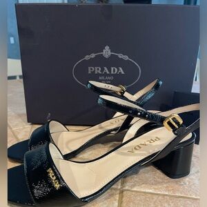 Prada Strappy Short Block Heel Sandals Size 7